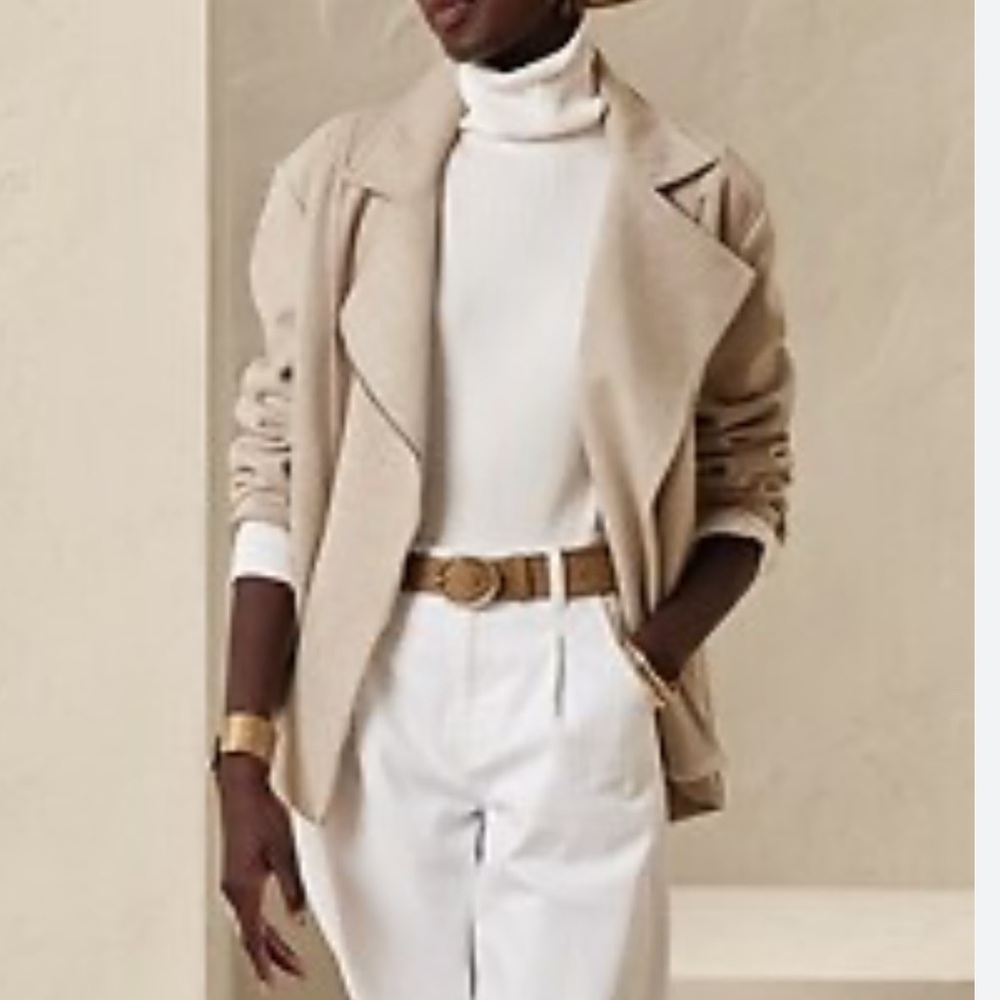 BANANA REPUBLIC Factory NWT Herringbone Moto Jacket Oatmeal Size Small